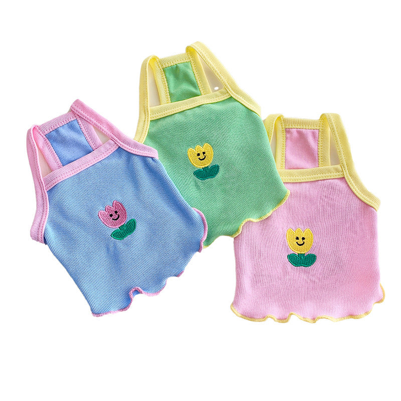 Paws For Royalty lightweight dog summer dress available in blue, green, and pink for small dogs