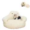 Paws For Royalty luxury alpaca dog bed in beige featuring ultra-soft plush fabric and a calming donut design for small dogs and cats