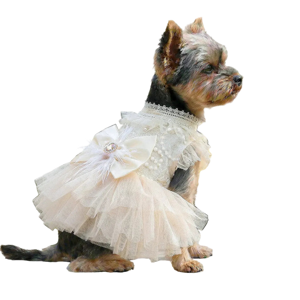 Pet Wedding Dress | Beige Princess Gown for Dogs & Cats