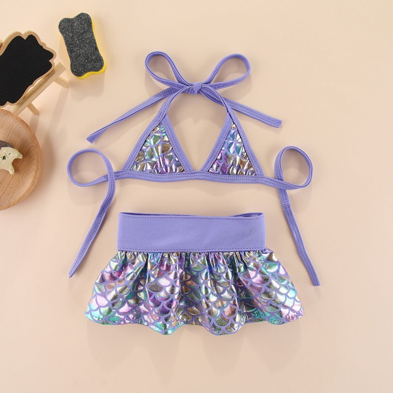 Purple dog bikini swimsuit featuring lightweight quick-dry fabric and a comfortable stretch fit for small dogs
