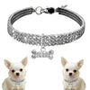 Bling Pet Dog Collar Fashion Bone Pendant Crystal Diamond Cat Collars For Small Medium Dogs Jewelry Necklace Pets Accessories