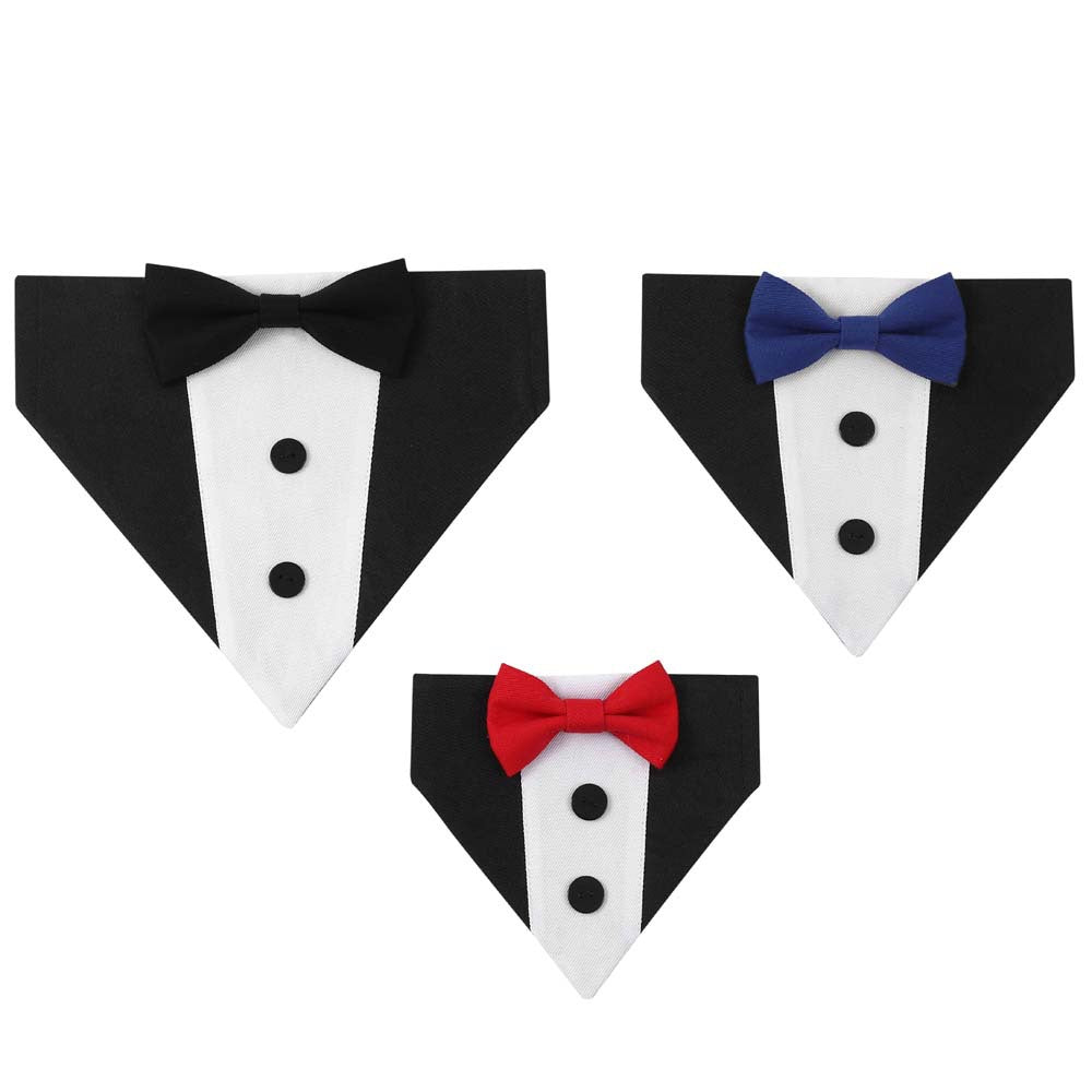 Paws For Royalty designer dog bandana available in three classic colors, black, red, and blue, for boutique pet fashion