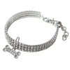 Rhinestone collar with crystal pendant charm for small dogs and cats, featuring sparkling rhinestones and a bone-shaped charm.