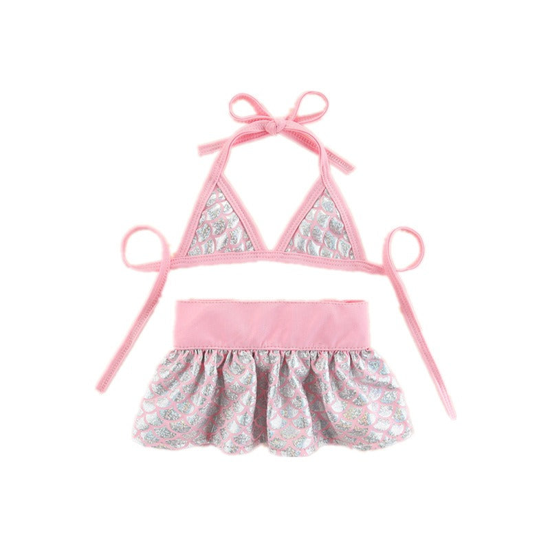 Pink dog bikini swimsuit featuring a cute summer design and lightweight quick-dry fabric for small dogs