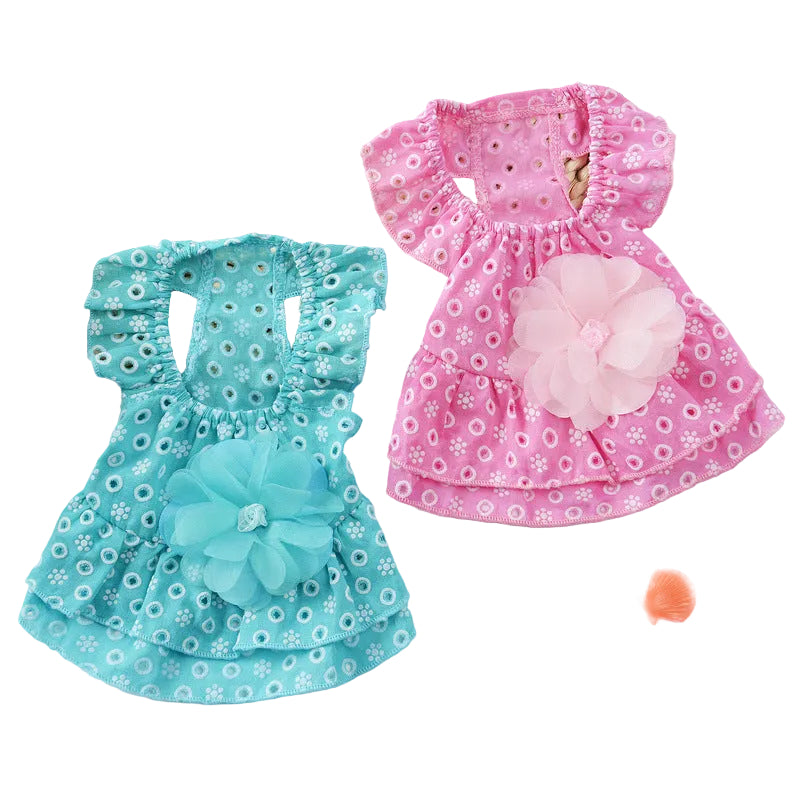 Elegant blue and pink lace princess dresses for small dogs