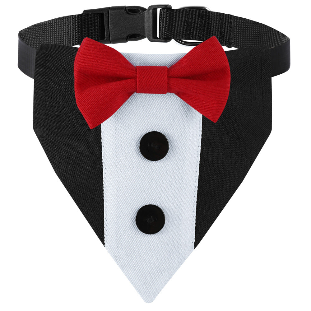 Red designer dog bandana with a classic triangle design and adjustable tie-on fit for small dogs