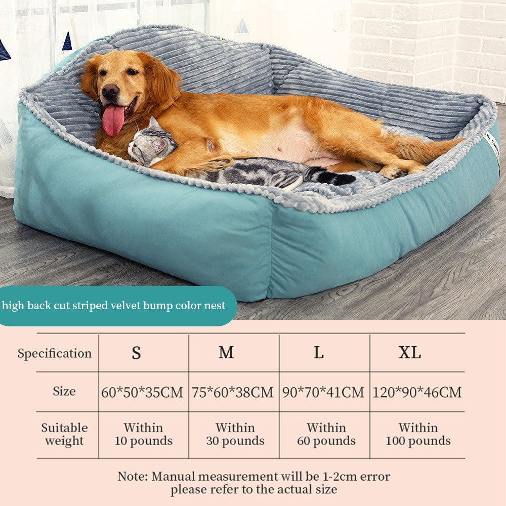 Dog resting on a premium orthopedic pet bed featuring a soft breathable surface and supportive cushion design for year-round comfort