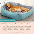 Dog resting on a premium orthopedic pet bed featuring a soft breathable surface and supportive cushion design for year-round comfort