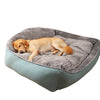 Dog lying comfortably on the Paws For Royalty luxury orthopedic dog bed featuring high-density foam cushioning for supportive sleep