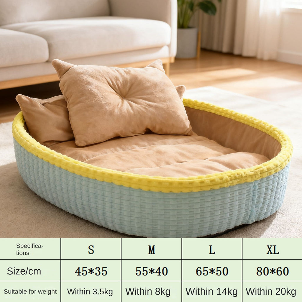 Luxury indoor dog house bed for small dogs and cats with a plush cushioned interior, low easy-access entrance, and calming covered design
