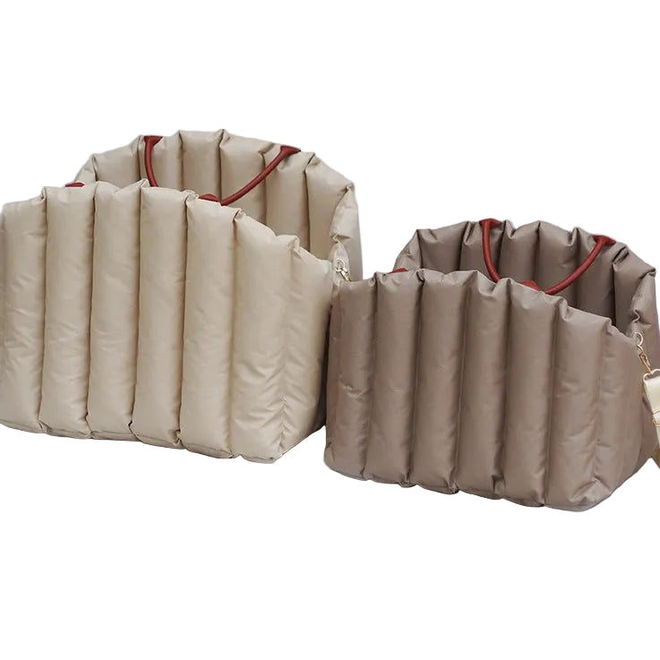 Paws For Royalty luxury dog carrier bag available in light khaki and dark khaki colors for small dogs and cats