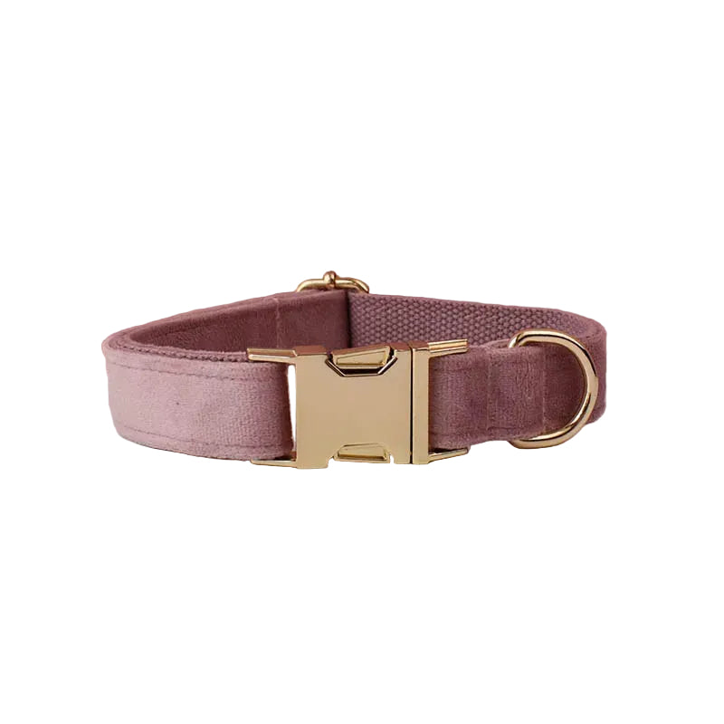 Brown velvet personalized dog collar featuring a luxurious finish and comfortable adjustable design