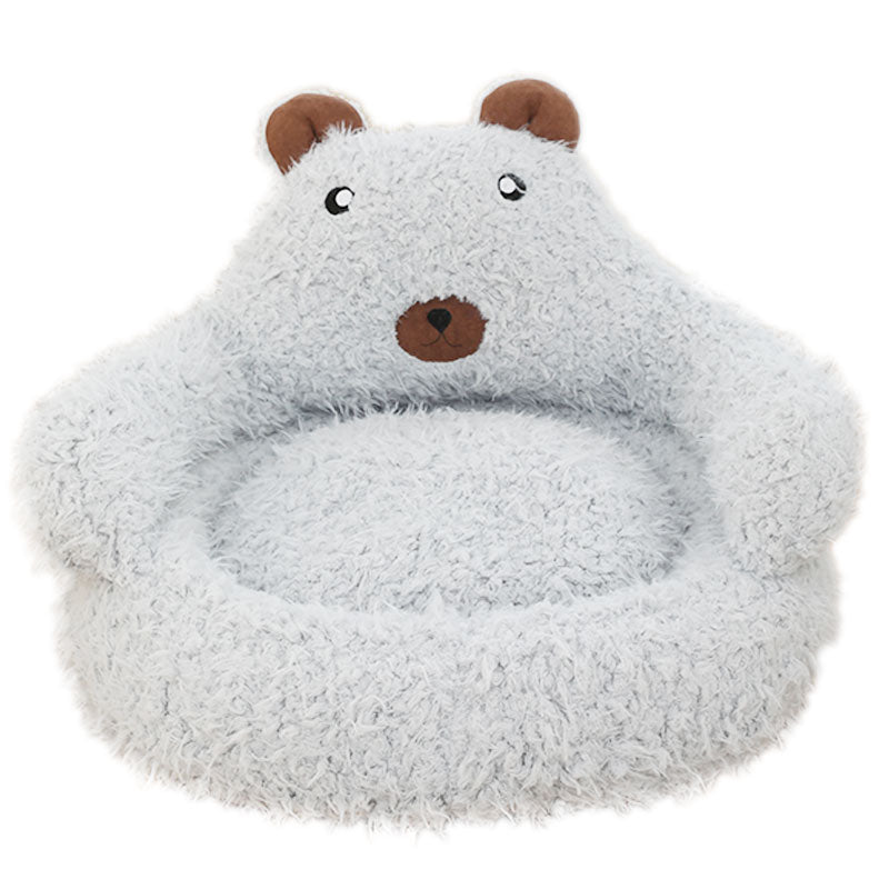 Paws For Royalty luxury alpaca dog bed in grey featuring a soft calming nest design for small dogs and cats