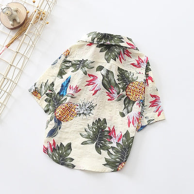 White cotton dog summer shirt for small dogs with lightweight breathable design