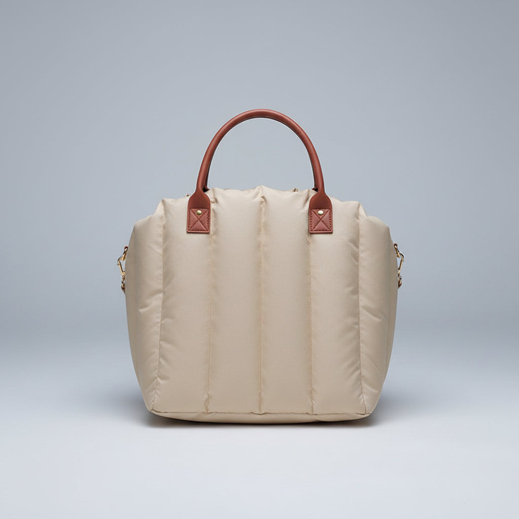 Paws For Royalty luxury dog carrier bag and travel bed in light khaki, designed for small dogs and cats