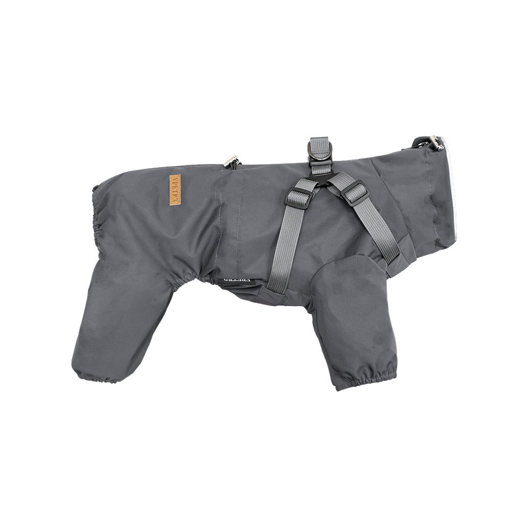 Dark Gray waterproof dog raincoat for small to medium dogs