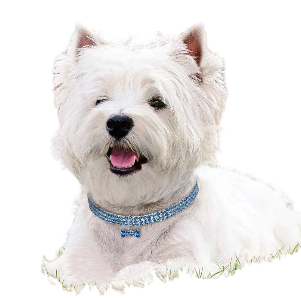 Bling Pet Dog Collar Fashion Bone Pendant Crystal Diamond Cat Collars For Small Medium Dogs Jewelry Necklace Pets Accessories