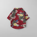 Red cotton dog summer shirt with breathable lightweight design for small breeds