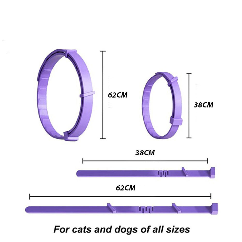 Waterproof calming dog and cat collar for travel, thunderstorms, fireworks, grooming, and everyday stress relief. 