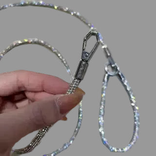 Sparkling Rhinestone Full-Diamond Pet Leash Suitable for Small and Medium-Sized Dogs, Luxury High-End Rhinestone P-Leash for Walking Dogs and Cats
