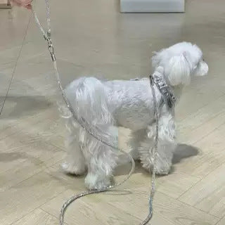 Sparkling Rhinestone Full-Diamond Pet Leash Suitable for Small and Medium-Sized Dogs, Luxury High-End Rhinestone P-Leash for Walking Dogs and Cats