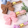 Paws For Royalty bow tie dog collar and matching leash set available in brown, pink, purple, and blue for small dogs and cats