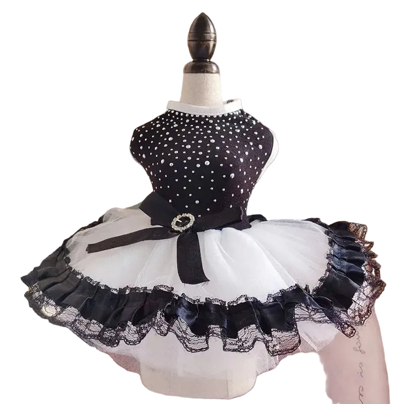 Classic polka dot dog dress for small dogs featuring a lightweight summer design