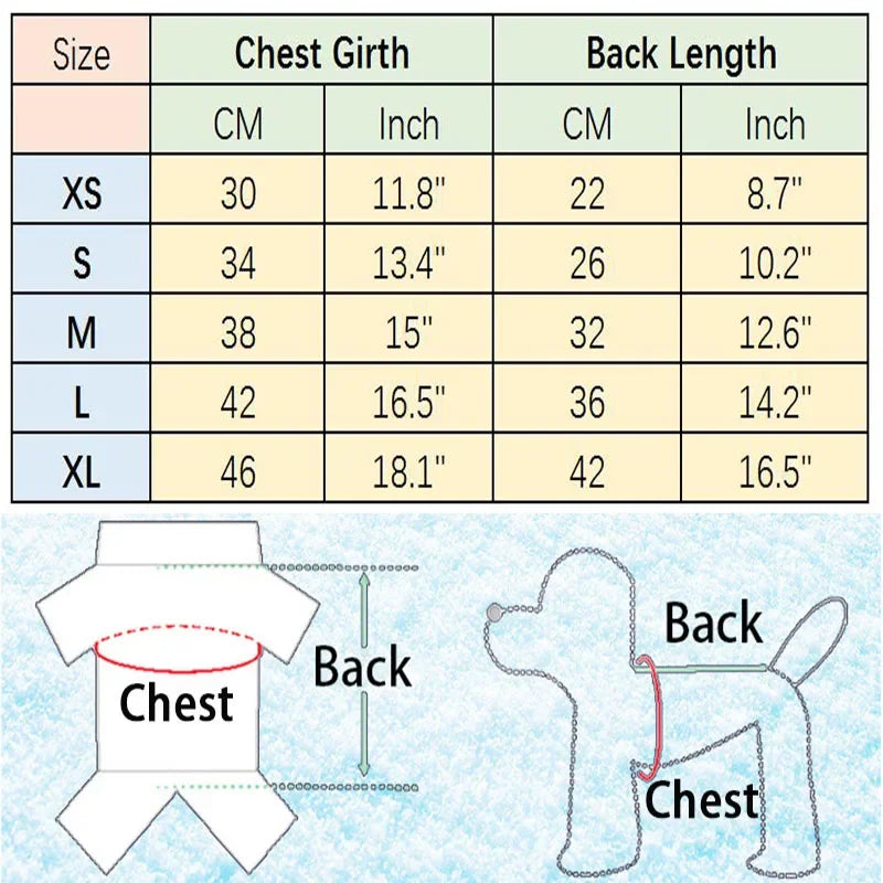 Polka Dot Dog Dress size guide for small breed dogs including Chihuahua, Yorkie, and Pomeranian